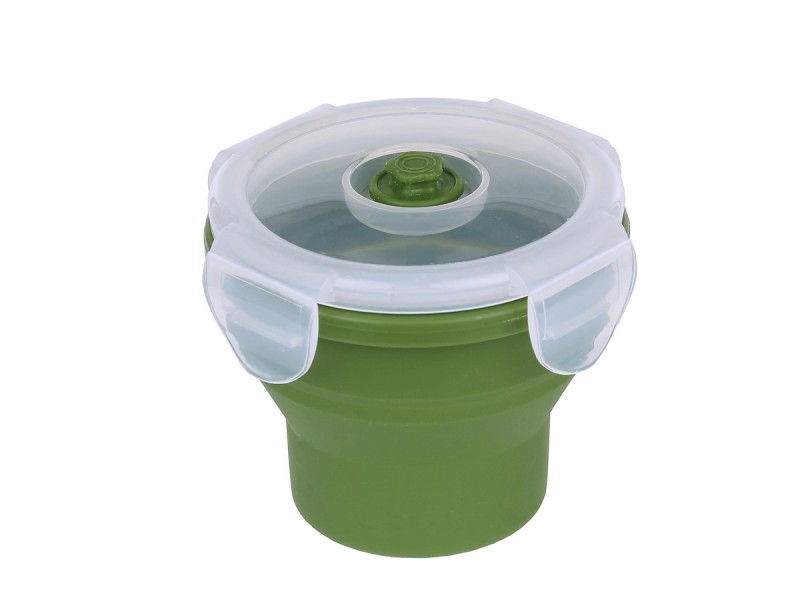 Folding Cup, with lid, Silicone, OD green, 200 ml