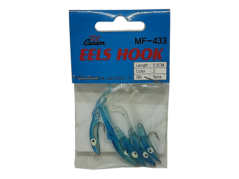 Esche in silicone CARSON EELS HOOK - blu/trasparente