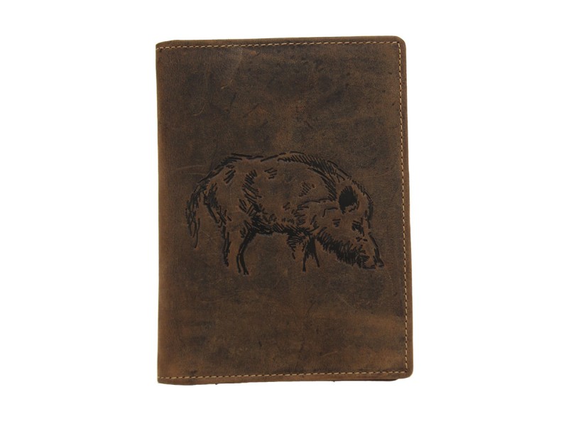Case for firearm license and other hunting permits with wild boar motif