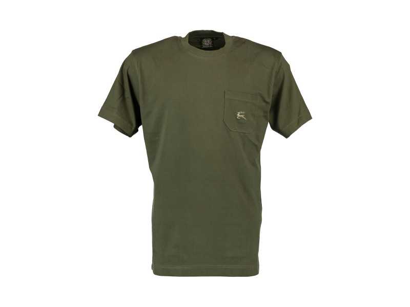 Short sleeve t-shirt with small embroidered hunting motif