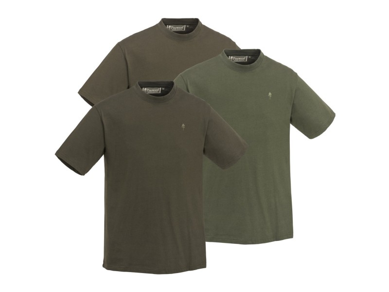 Komplet treh (3) kratkih majic PINEWOOD 3-pack Outdoor - zelena, rjava, zeleno/rjava