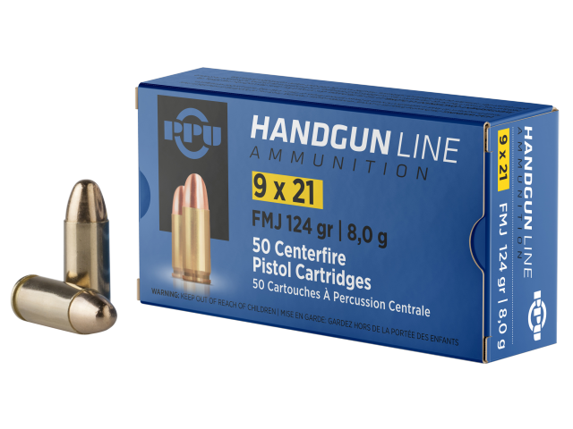 PPU 9x21 FMJ Cartridge - 8g/124gr