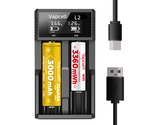 Polnilec za baterije VAPCELL L2 - USB C