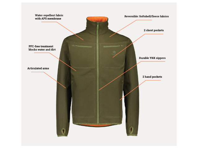 Obrnljiva jakna ALASKA 1795 Kodiak - zeleno/oranžna